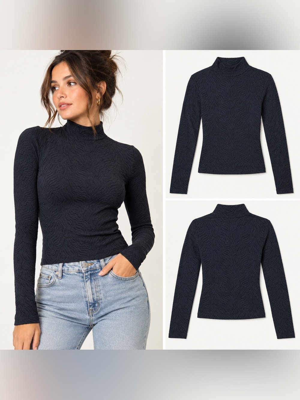Babaton Shapelace Mockneck Long Sleeve Top Black 2XS NWT